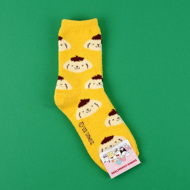 Sanrio Colorful Fluffy Crew socks, One Size 220-260mm - Pompompurin