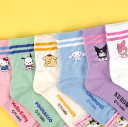 Sanrio Band Long socks, One Size 220-260mm - Kuromi