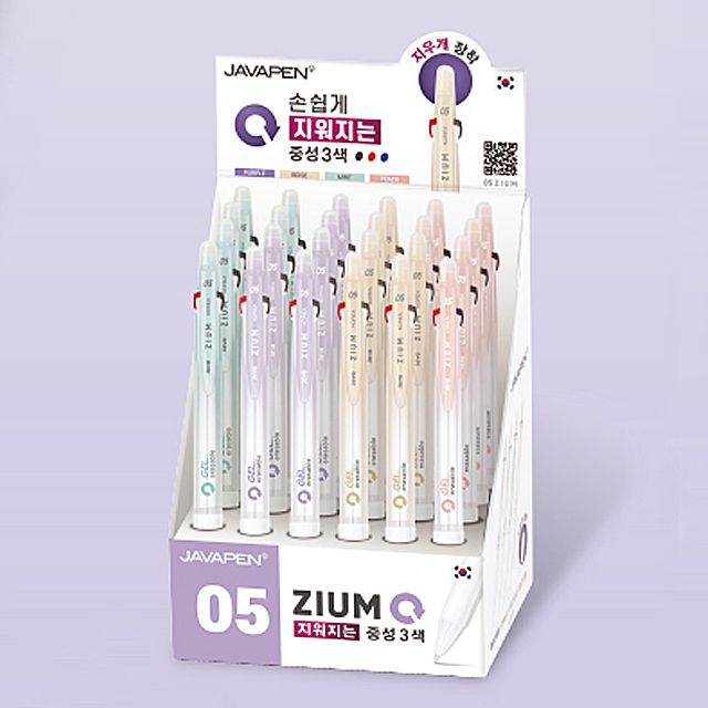 JAVA Zium 3Colors Erasable Gel Pen 0.5mm, 24ea Set 