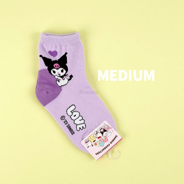 Sanrio Children Big Heart Long socks - Kuromi M (170-190mm)