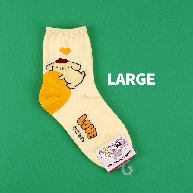 Sanrio Children Big Heart Long socks - Pompompurin L (200-220mm)