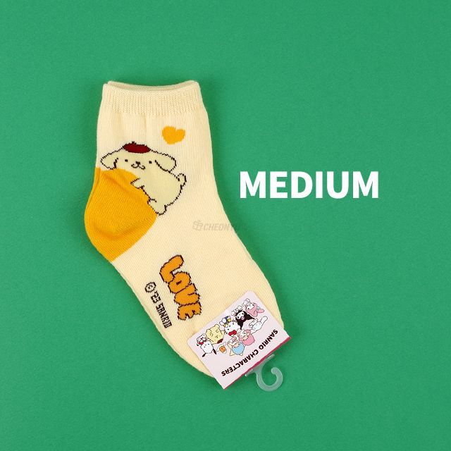 Sanrio Children Big Heart Long socks - Pompompurin M (170-190mm)
