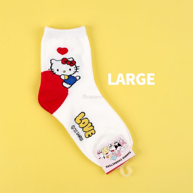 Sanrio Children Big Heart Long socks - HelloKitty L (200-220mm)