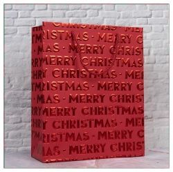 Christmas Gild 3D Lettering Shopping Bag, 180x80x240mm, 10 Sheets 