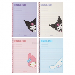 Sanrio Characters English One Ring Note,Set of 10, Random