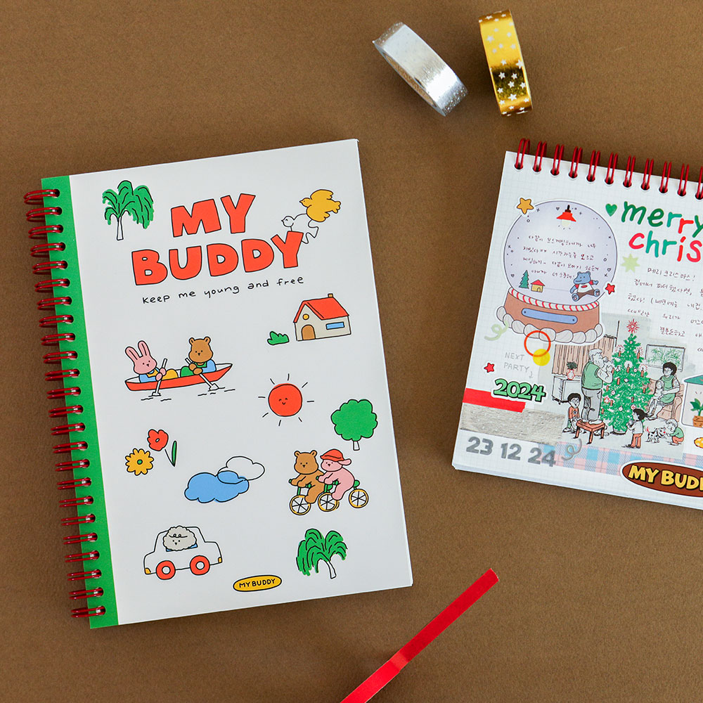 Twin Ring Notebook My Buddy - 05 Green Day, Grid 