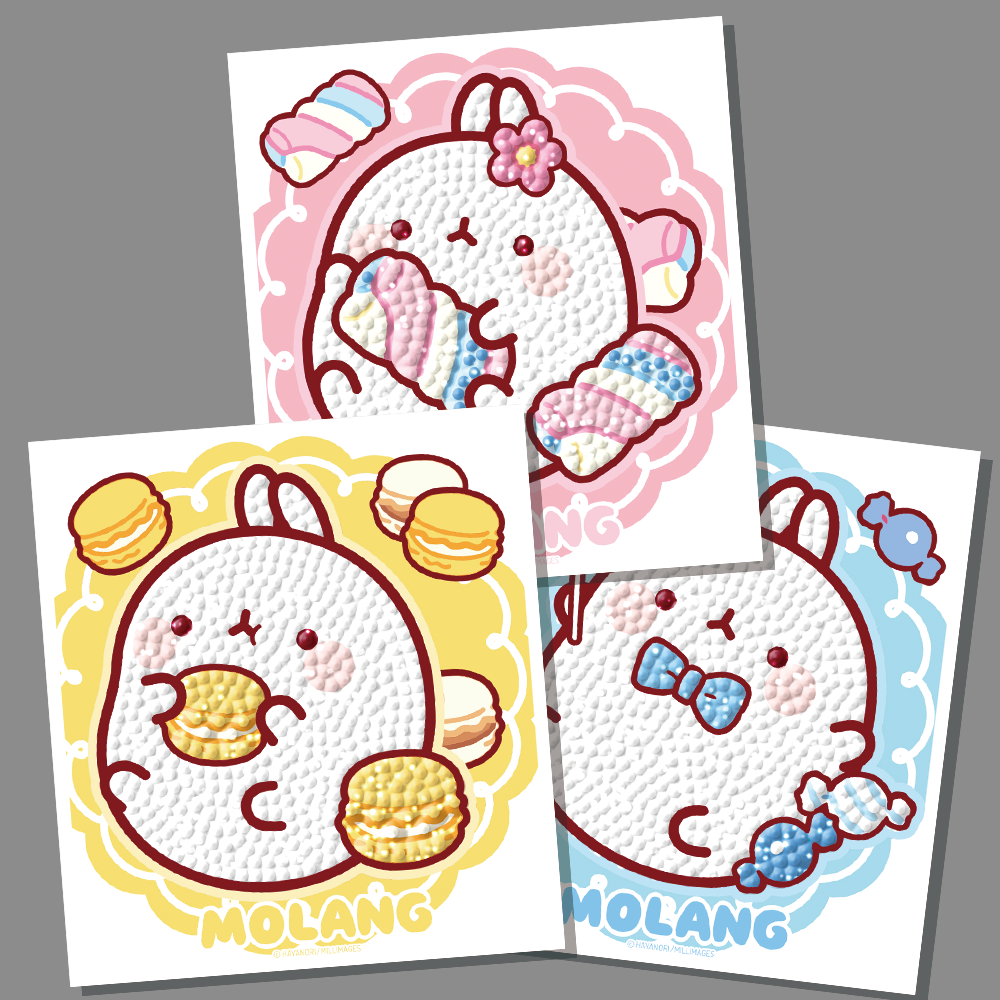 Molang Jewel Marshmallow Crossing Sticker 3pcs