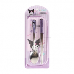 Kuromi Joyful  All Stainless Zipper Spoon & Chopsticks with Case set 