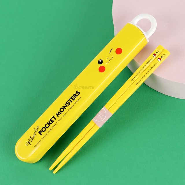 POKEMON Pikachu Slide Chopsticks Case Set 16.5cm