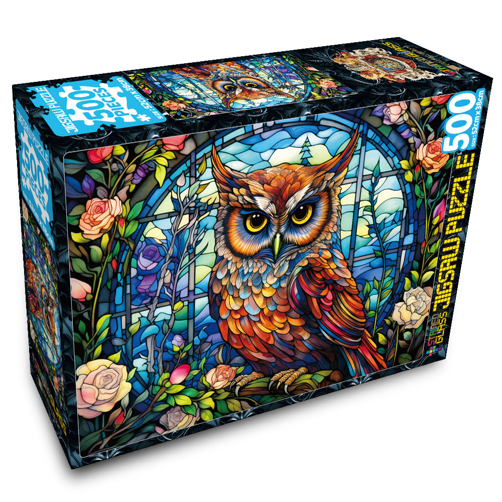 Stained Class Jigsaw Puzzle 500 Pieces_an owl by the window