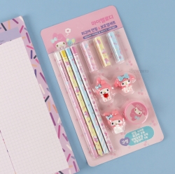 My Melody Figure Pencil and Pencil Cap and Pencil Sharpener Set