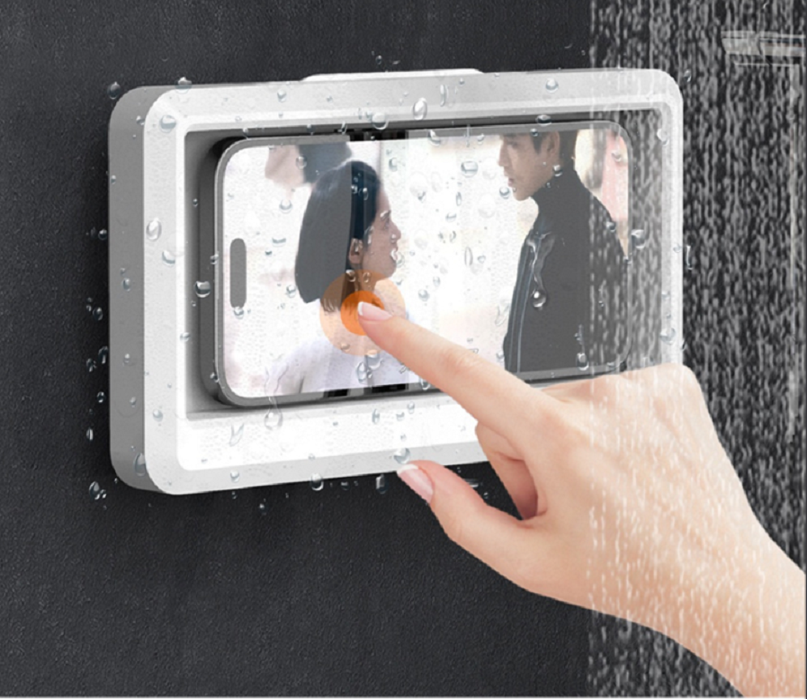 White Bathroom Kitchen Waterproof Cell Phone Case Smartphone Holder