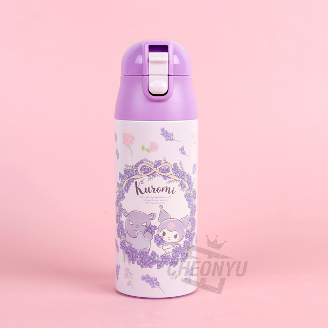 Sanrio Kuromi Flower Leath Stainless Thermos Bottle 360ml