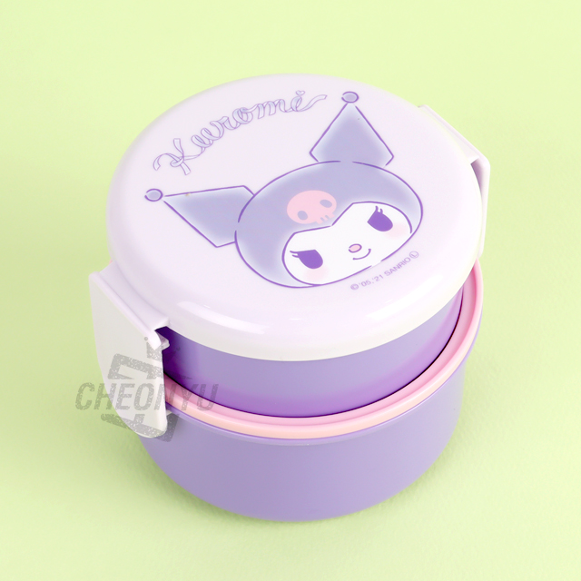 Sanrio Round 2-Layer Lunch Box with Fork - Kuromi Cute