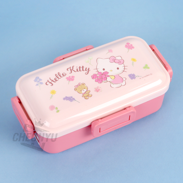 Sanrio Hello Kitty Flower leath Arch 4Locks-sided Lunch Box 530ml