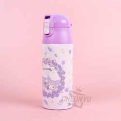 Sanrio Kuromi Flower Leath Stainless Thermos Bottle 360ml