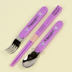 Sanrio Kuromi Watercolor Spoon Fork Chopsticks Set