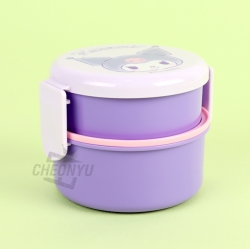 Sanrio Round 2-Layer Lunch Box with Fork - Kuromi Cute