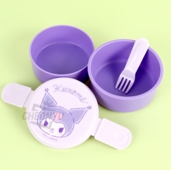 Sanrio Round 2-Layer Lunch Box with Fork - Kuromi Cute