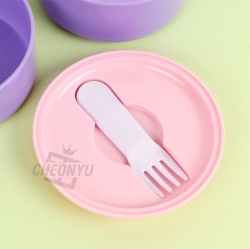 Sanrio Round 2-Layer Lunch Box with Fork - Kuromi Cute