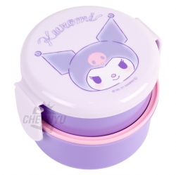 Sanrio Round 2-Layer Lunch Box with Fork - Kuromi Cute