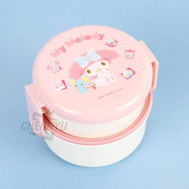 Sanrio Icon Round 2-Layer Lunch Box with Fork - My Melody