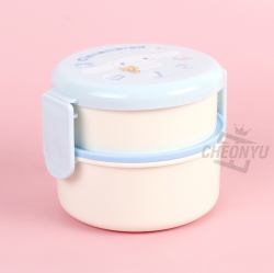 Sanrio Icon Round 2-Layer Lunch Box with Fork - Cinnamoroll