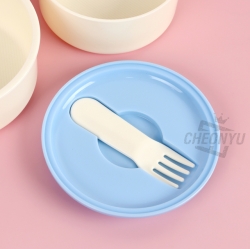 Sanrio Icon Round 2-Layer Lunch Box with Fork - Cinnamoroll