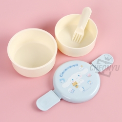 Sanrio Icon Round 2-Layer Lunch Box with Fork - Cinnamoroll