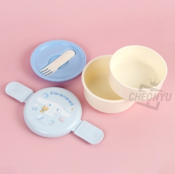 Sanrio Icon Round 2-Layer Lunch Box with Fork - Cinnamoroll