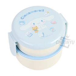 Sanrio Icon Round 2-Layer Lunch Box with Fork - Cinnamoroll