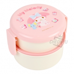 Sanrio Icon Round 2-Layer Lunch Box with Fork - My Melody