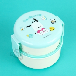 Sanrio Icon Round 2-Layer Lunch Box with Fork - Pochacco