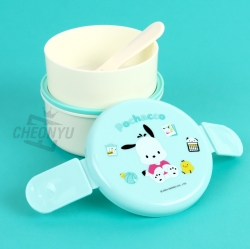 Sanrio Icon Round 2-Layer Lunch Box with Fork - Pochacco