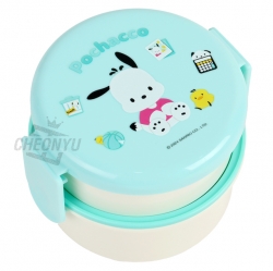 Sanrio Icon Round 2-Layer Lunch Box with Fork - Pochacco