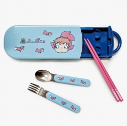 Ponyo On The Cliff By The Sea Slide Spoon Fork and Chopsticks Trio Set