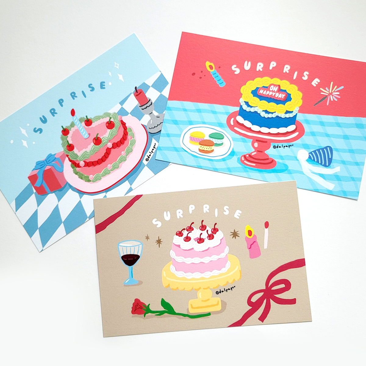 Dalpaper Surprise Cake Postcard, 3 Types