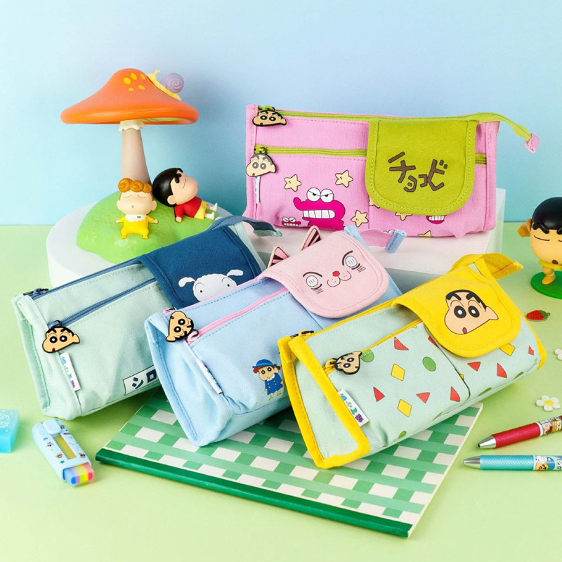 Crayon Shin-chan Canvas Pocket Triangle Pen Pouch, Random