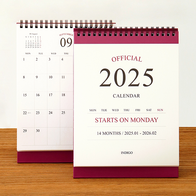 2025 Official Starts on Monday Desk Calendar