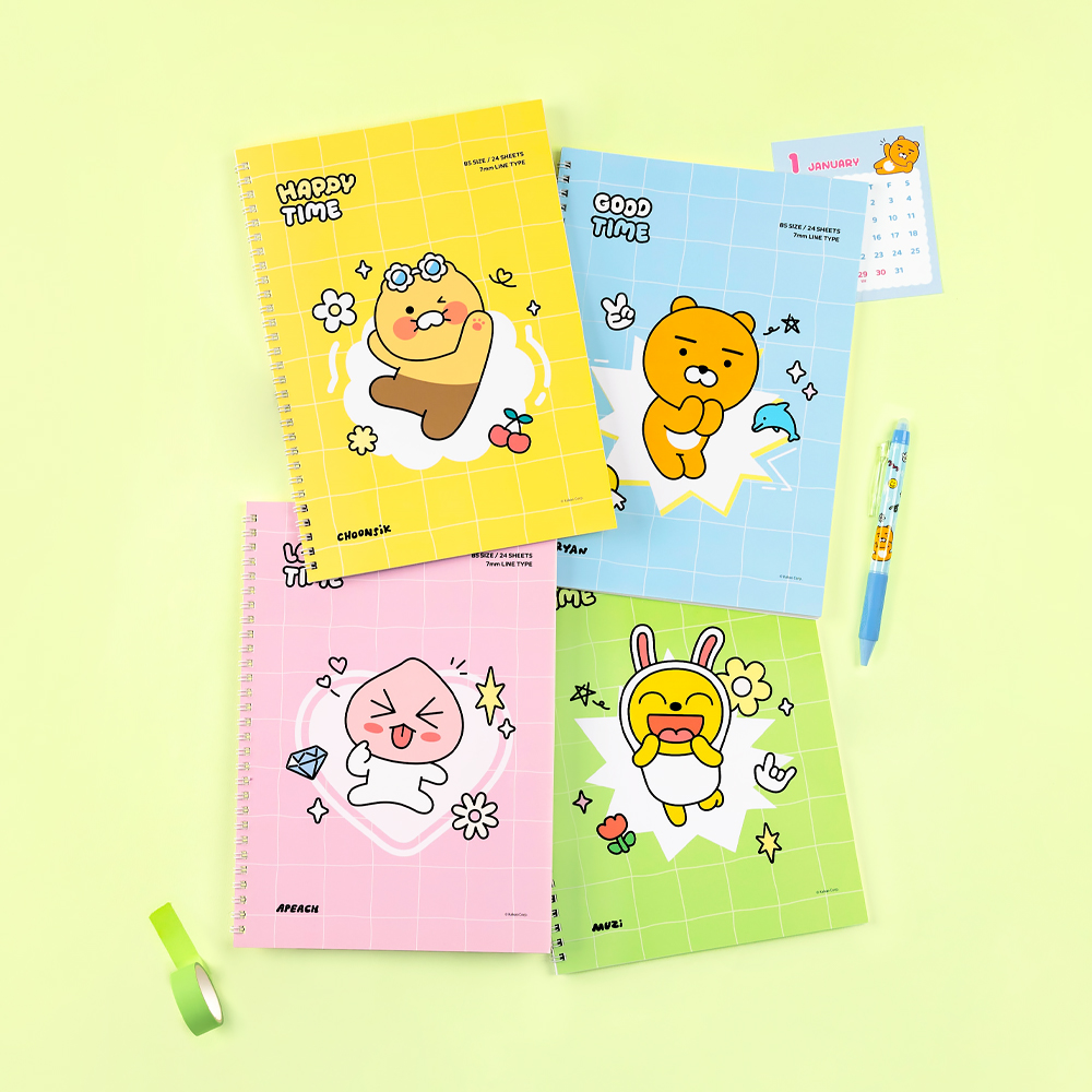 Kakao friends say cheese Spiral Notebook, Sets of 10pcs