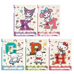 Sanrio Wide-Ruled English Notebook, Sets of 5pcs