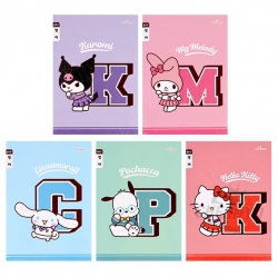 Sanrio Narrow-Ruled English Notebook, Sets of 5pcs