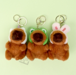 Mini Capybara Plush Keyring with Head Hoodie 9cm, Random