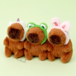 Mini Capybara Plush Keyring with Head Hoodie 9cm, Random