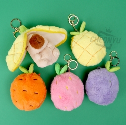 Fruit Zipper Capybara Plush Keyring, Random 