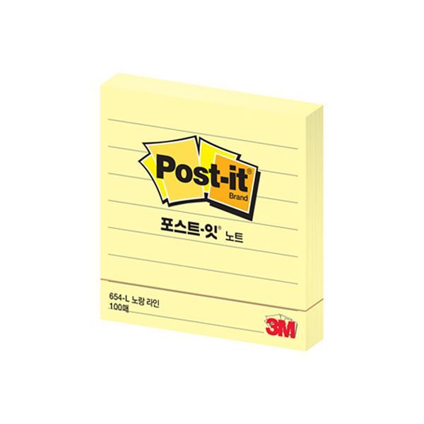 포스트잇 노트 라인 노랑 654 (76x76)