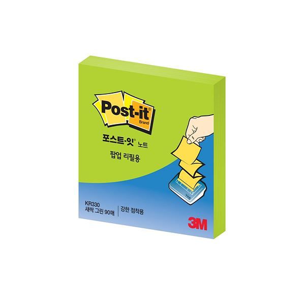 포스트잇 노트 팝업 리필용 새싹그린 KR330 (76x76)