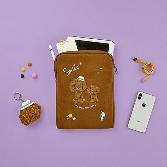 iPad Notebook Pouch Curly Poodle, Waterproof Canvas