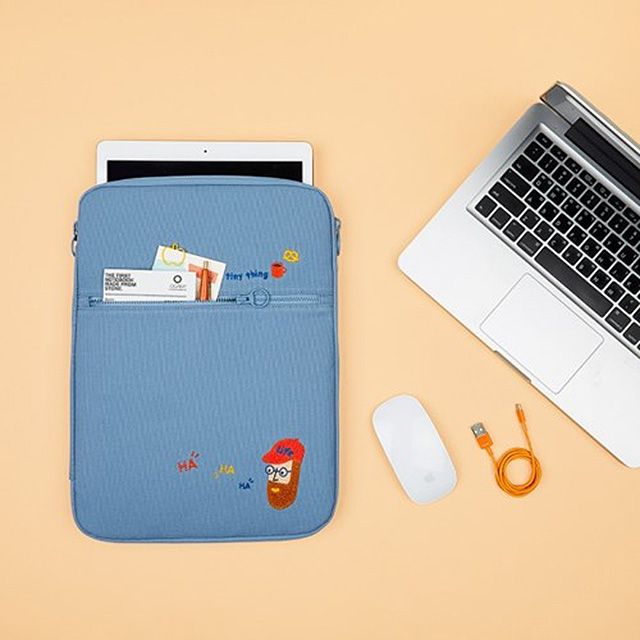 13" Notebook Pouch Beard Man, Pocket Organizer 