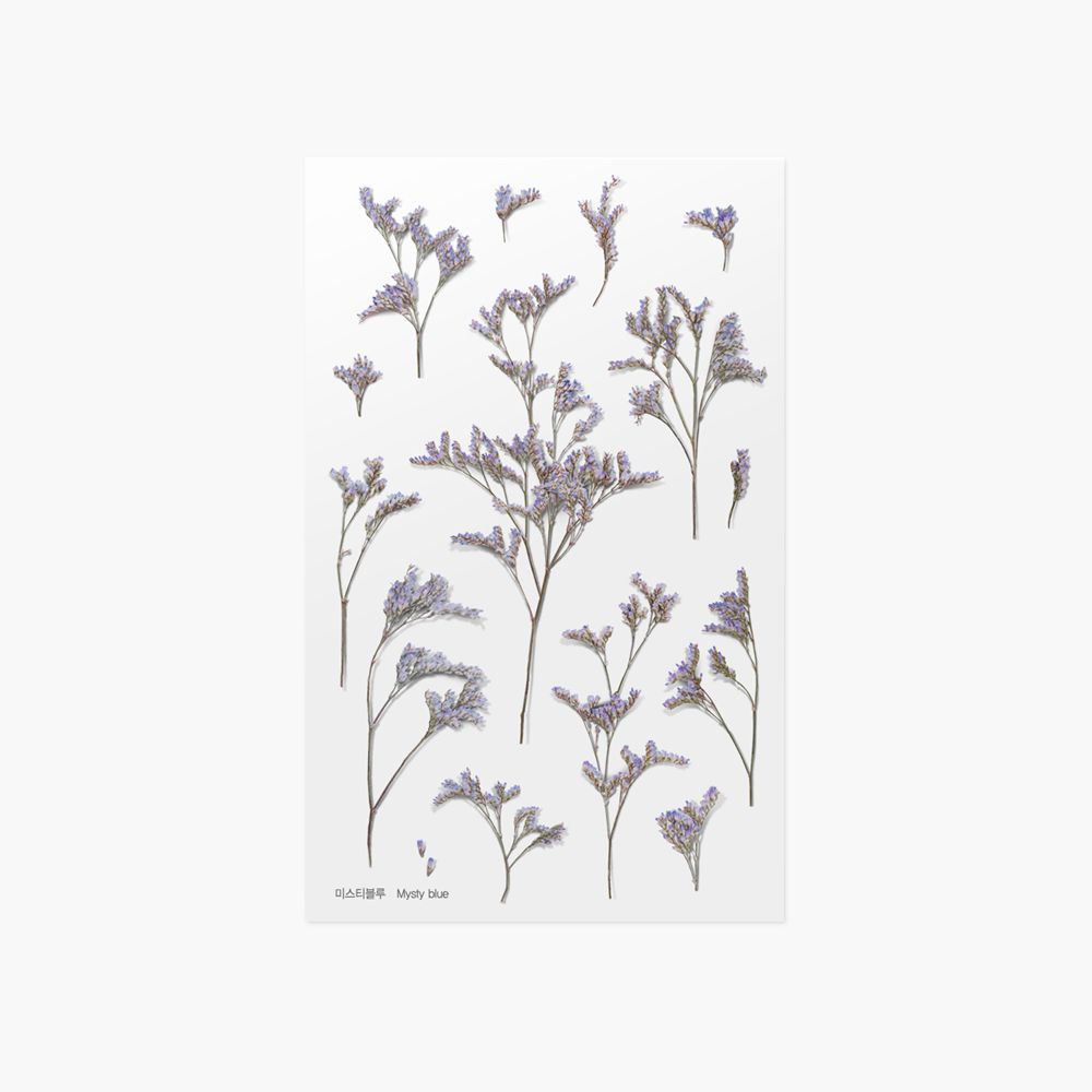 Press Flower Stickers_Misty blue